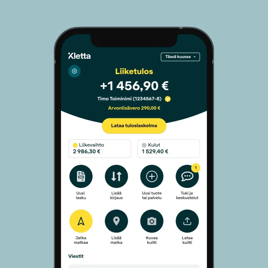 Kletta sovelluksen etusivun näkymä